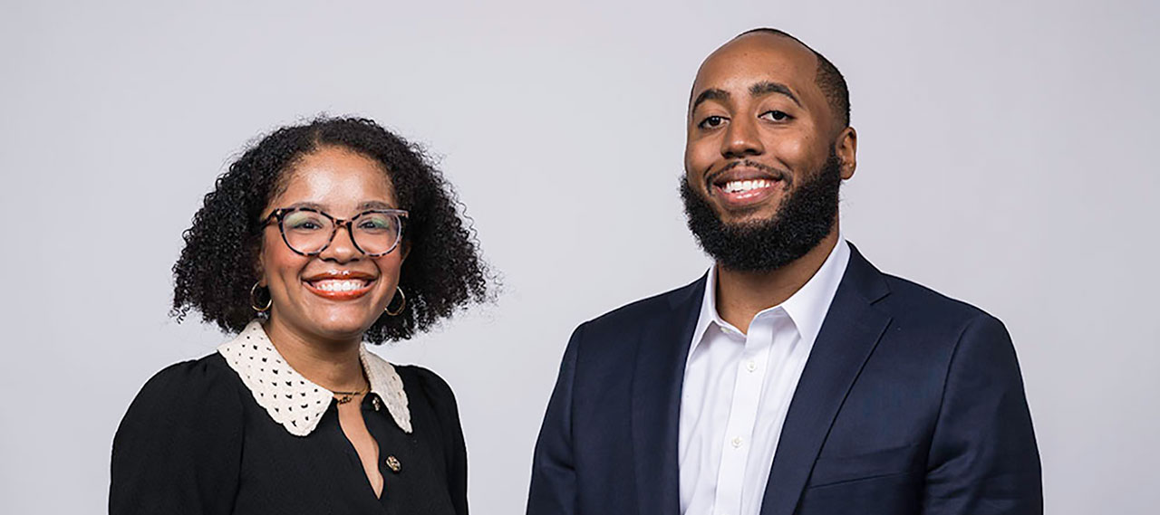 From left: Jordan Ealey and Philip V. McHarris are inaugural faculty members of the University of Rochester's Department of Black Studies. (University of Rochester photo / J. Adam Fenster) 
