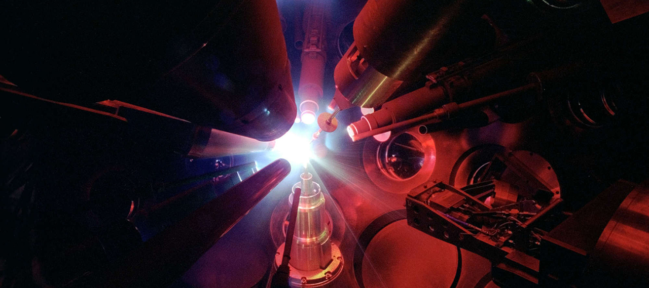 A close up view of the Omega laser.