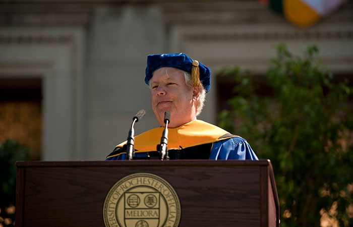 Thaler at podium