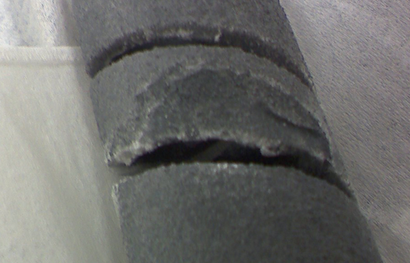 Close-up of chip in element