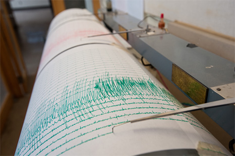 Seismograph recording an earthquake