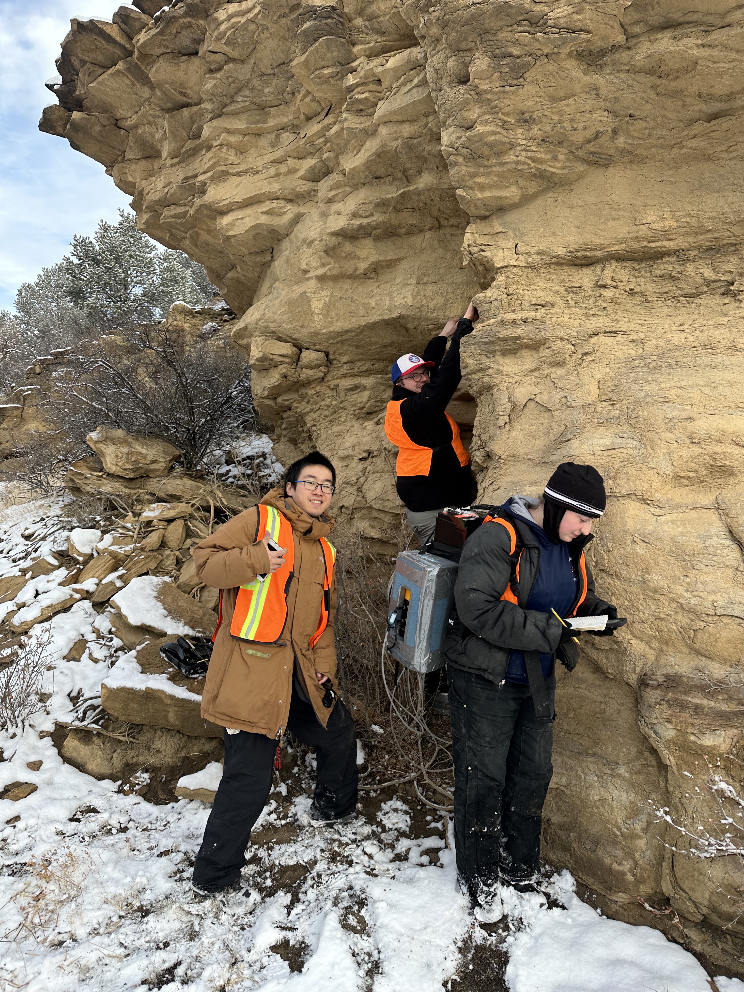 Katie Alex and Mingzhe measuring methane near Trinidad, CO