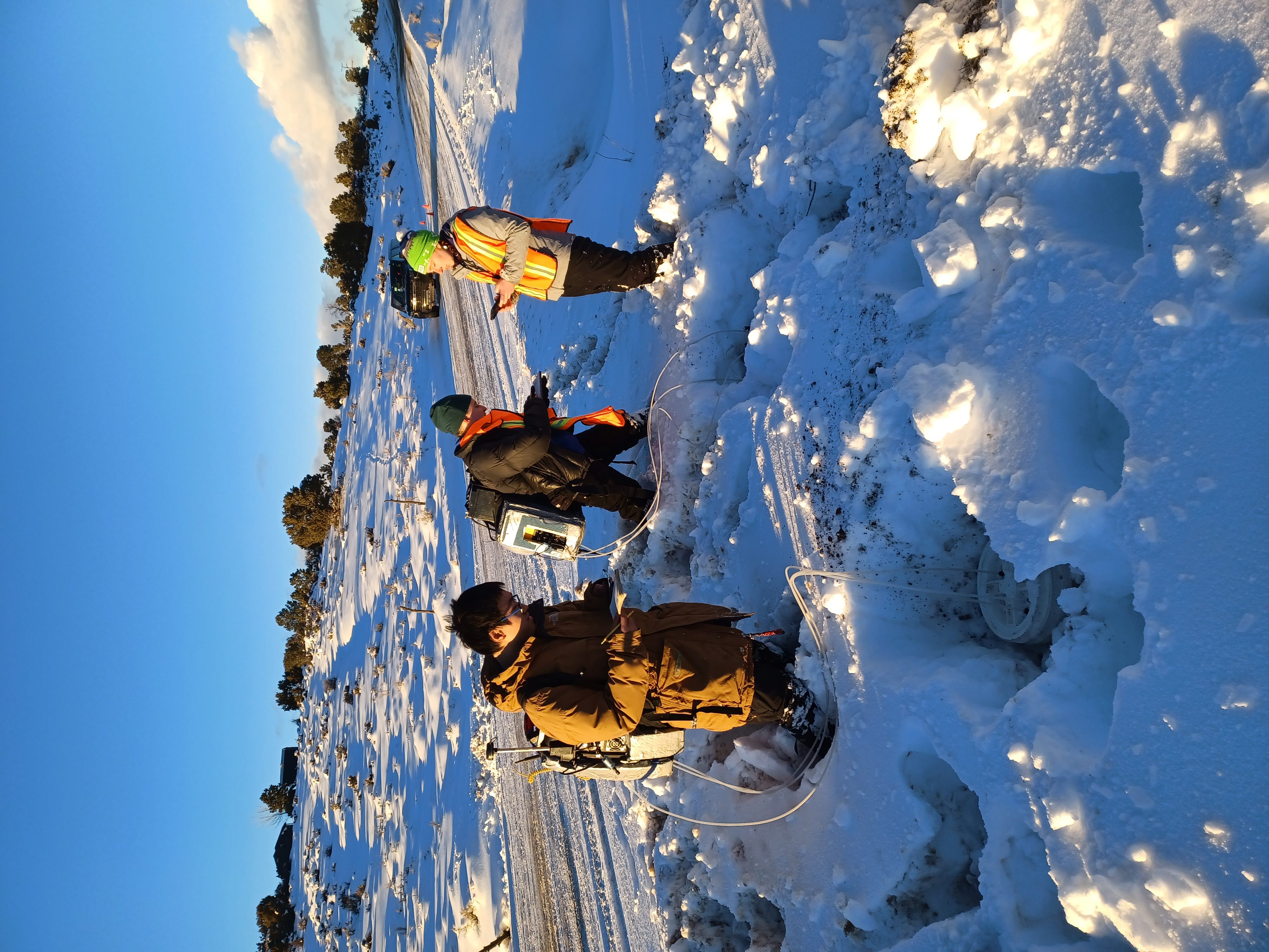 Maggie Mingzhe and Katie measuring methane fluxes near Durango CO