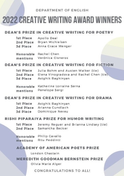 Creative Writing Award Winners 2022