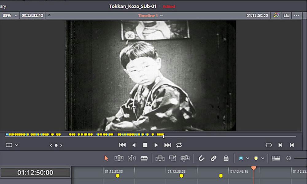 The Digital Scholarship Lab at River Campus Libraries used a program called DaVinci Resolve to help process surviving 9.5 mm footage of Tokkan Kozo, a 1929 Japanese silent film.