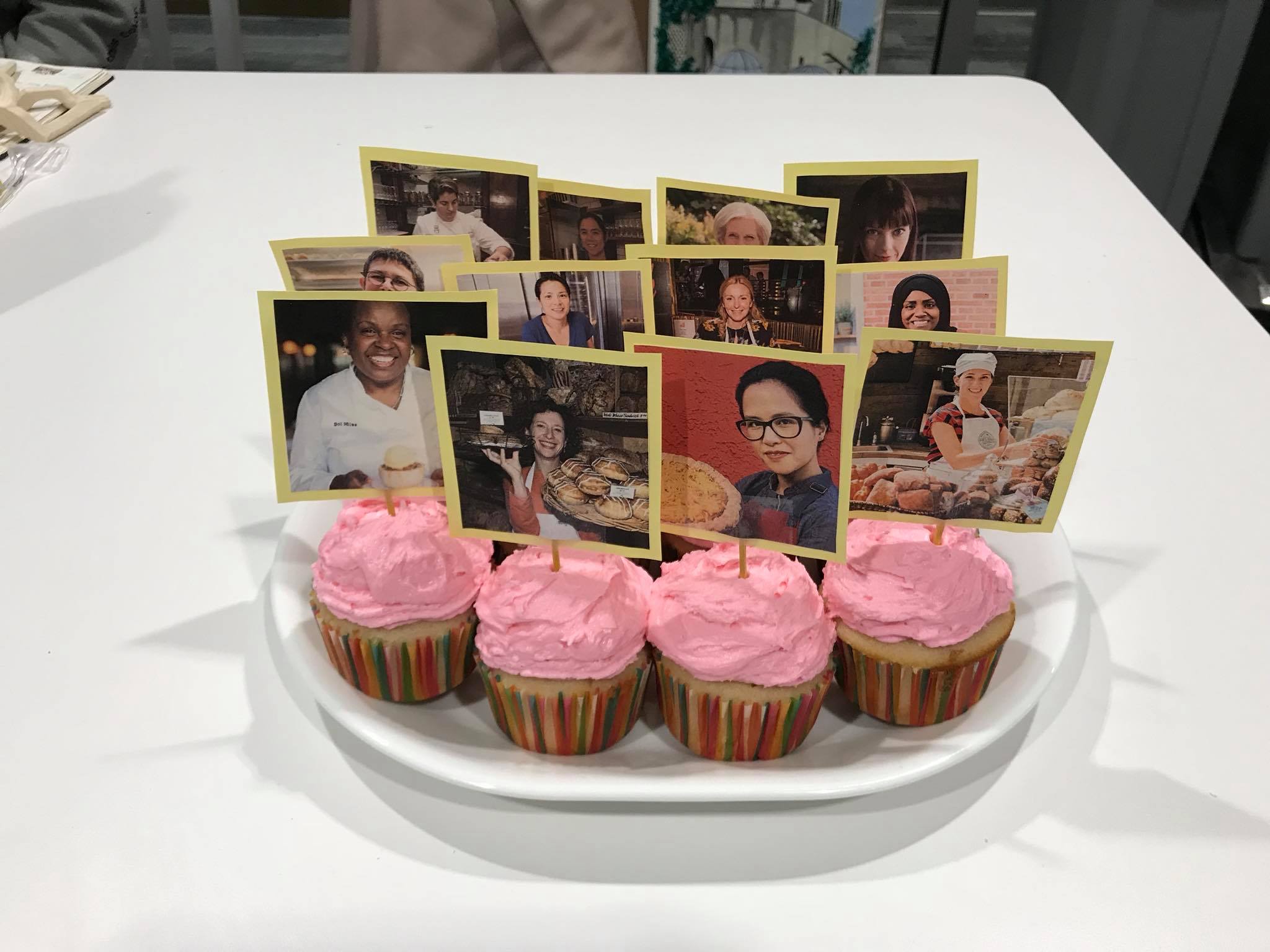 cupcakes with photos attached to each one
