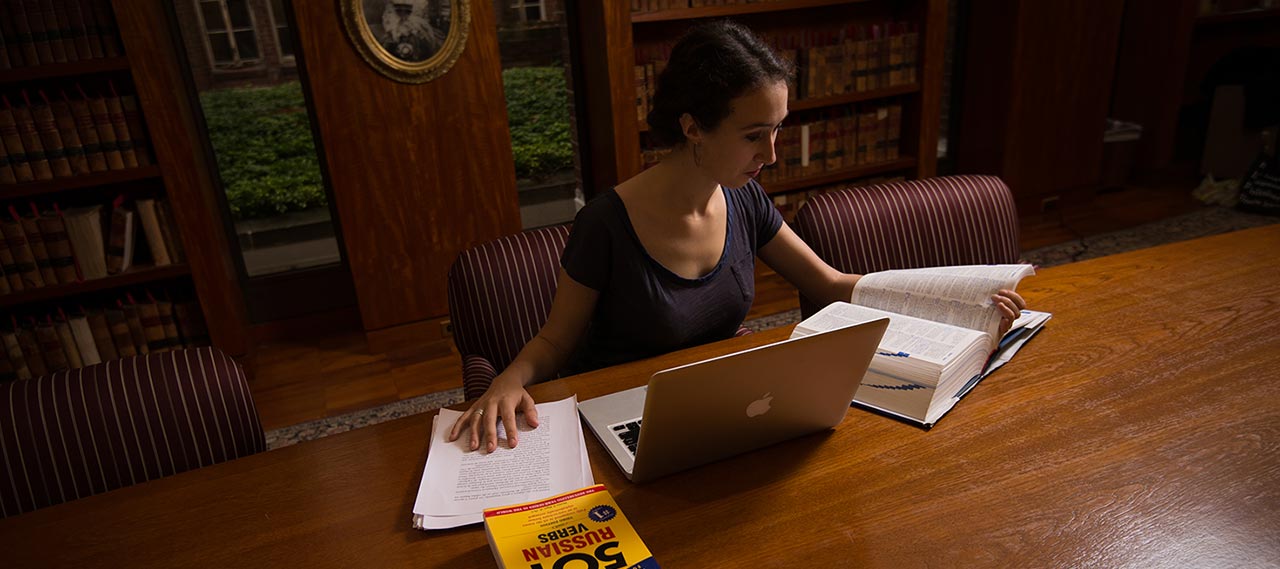 A student working on translation.