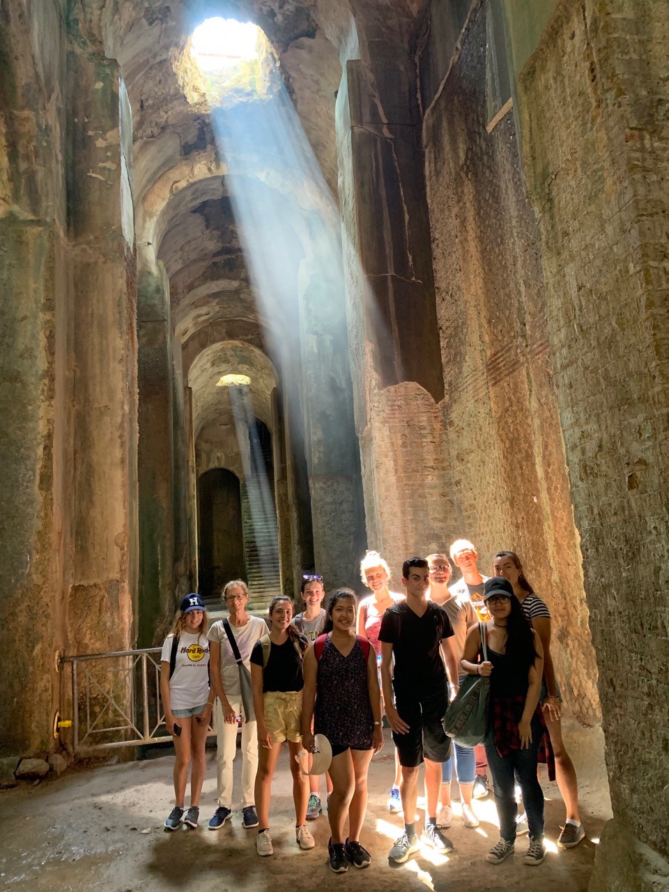 A group of students touring a building.