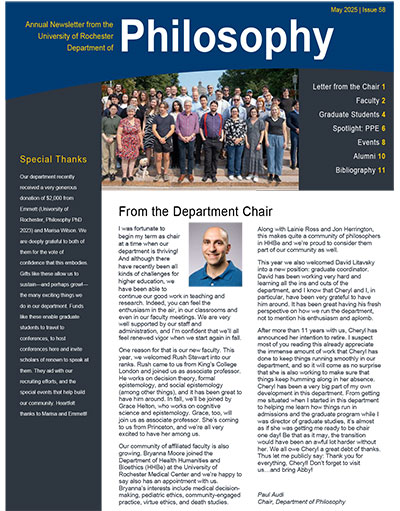 The cover of the newsletter.