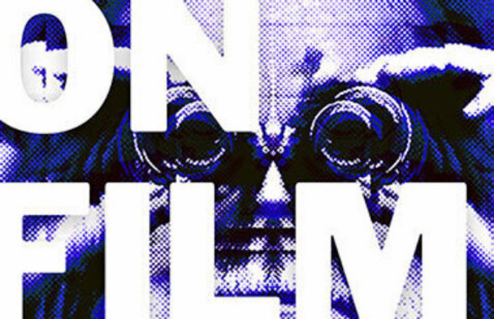 On Film graphic image of a person holding binoculars to their eyes.