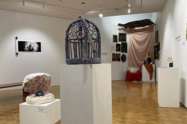 A view of the inside of Harnett Gallery during the senior showcase.