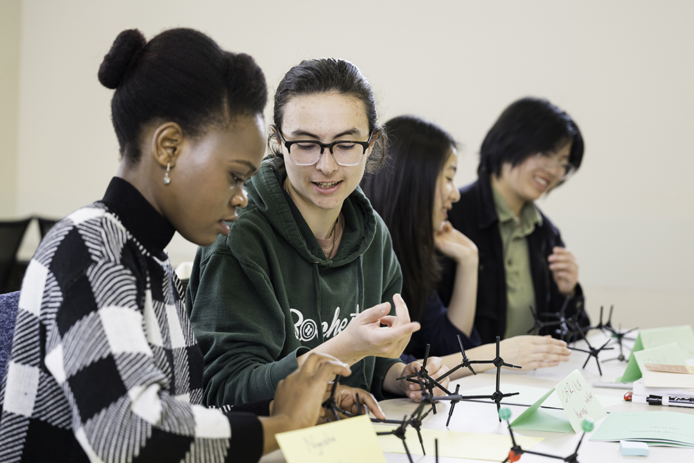 Students working on a group project in the Learning Center.