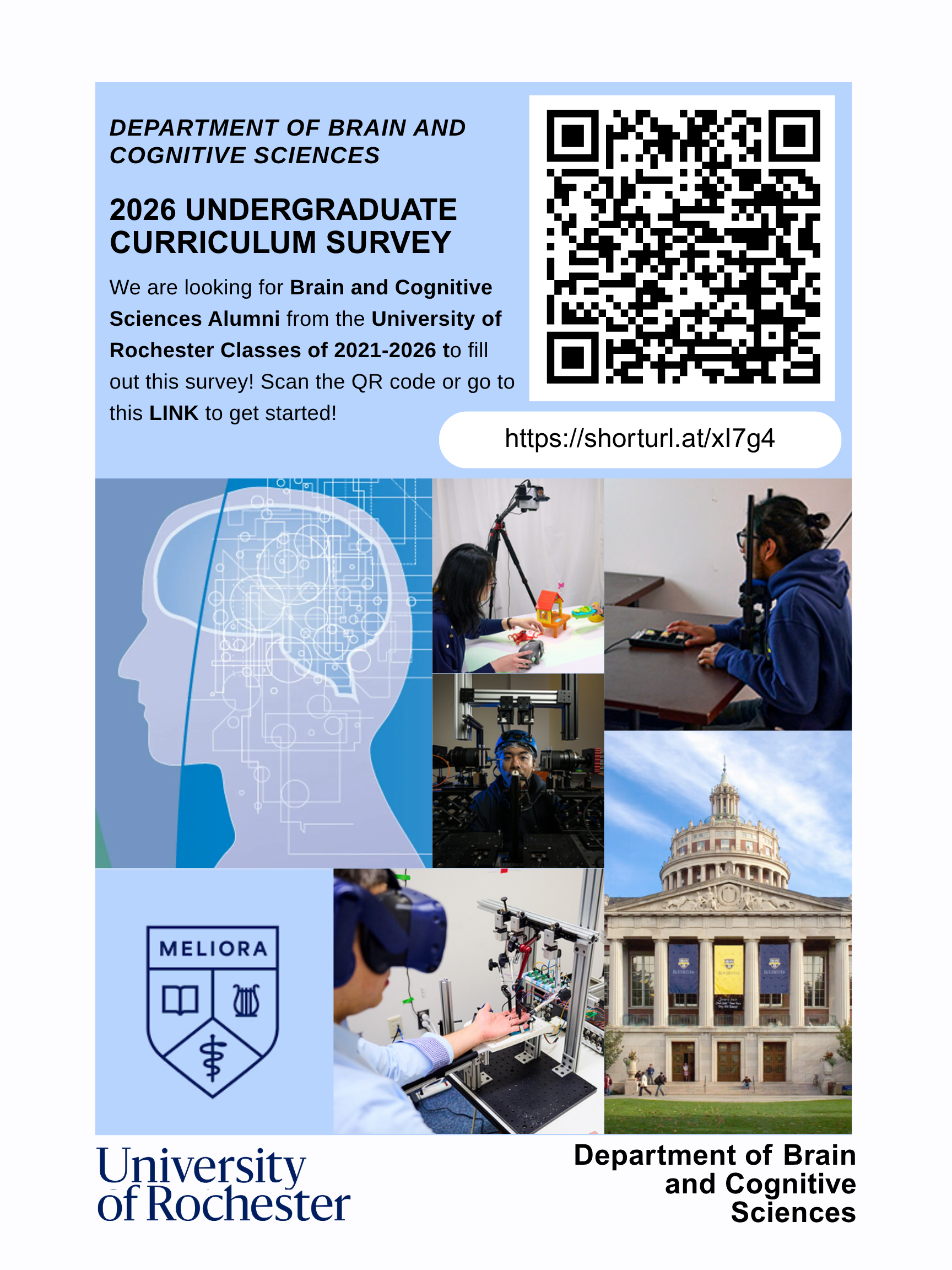 This shows the flyer with images from BCS and a QR code to scan for the link to the survey
