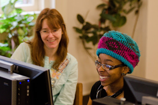 Student looking at computer screen