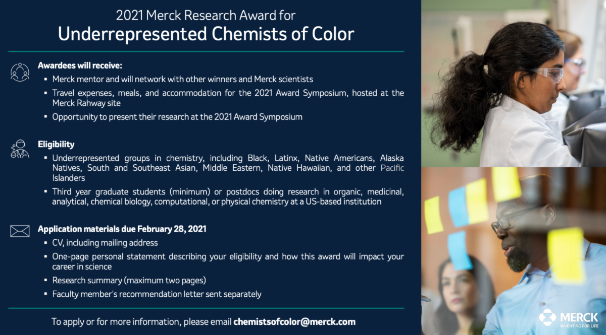 2021 Merck Research Award for Underrepresented Chemists of Color