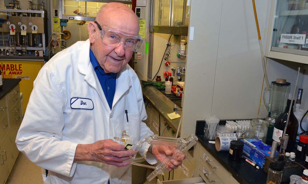 Donald Batesky is pictured in the lab of chemistry professor Dan Weix.