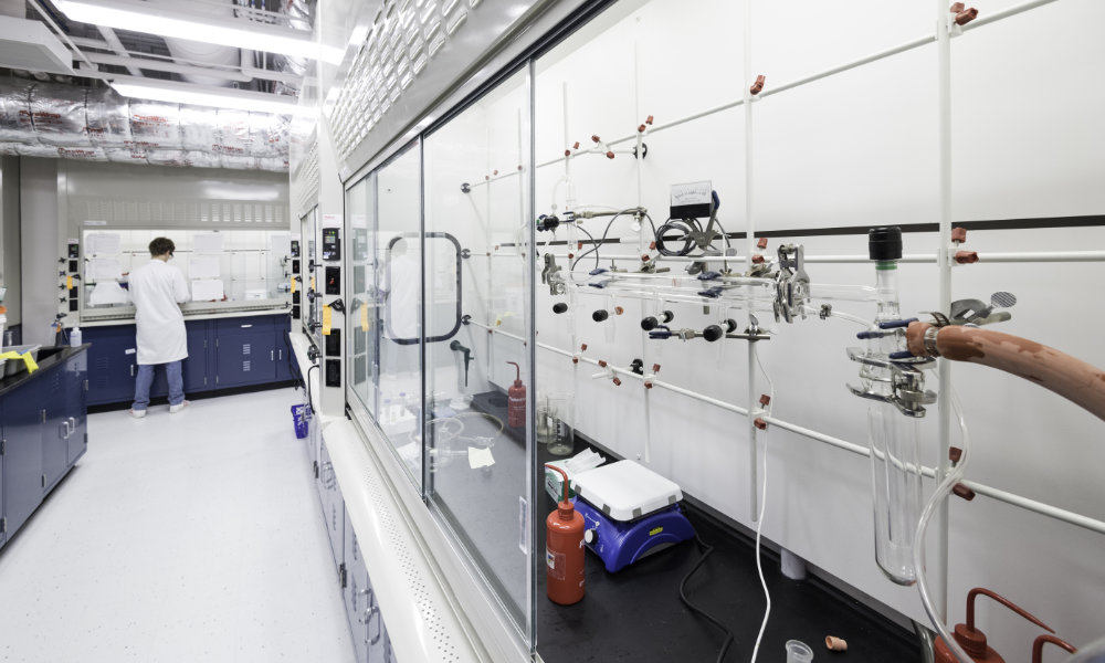 A student working in a lab.