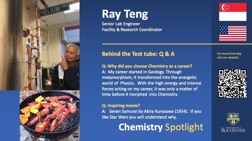 A graphic image displaying some of Ray Teng's spotlight details.