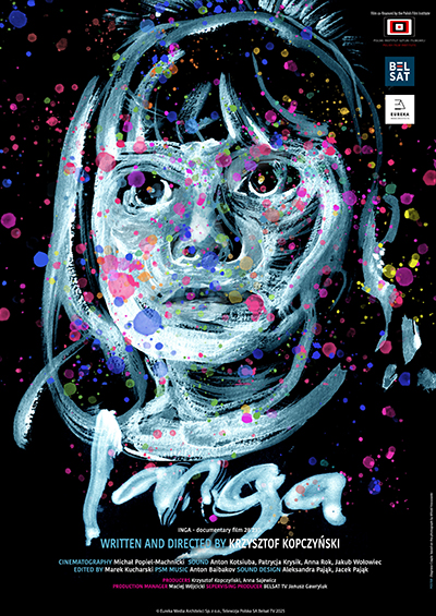 The movie poster featuring the name and a face drawn with wide brush strokes on a black background.