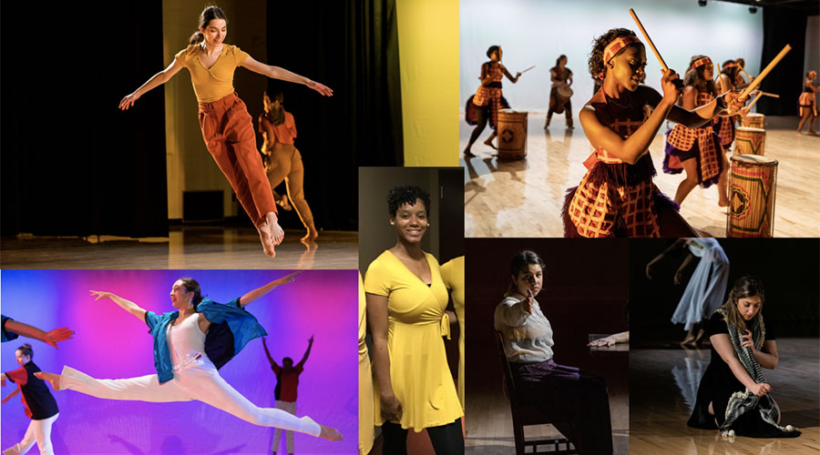 A photo collage of the student award winners in dance poses.