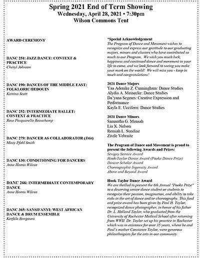 The program for the event.