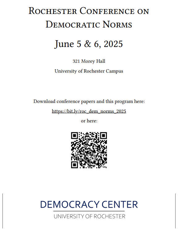 cover of the program of the Rochester Conference on Democratic Norms