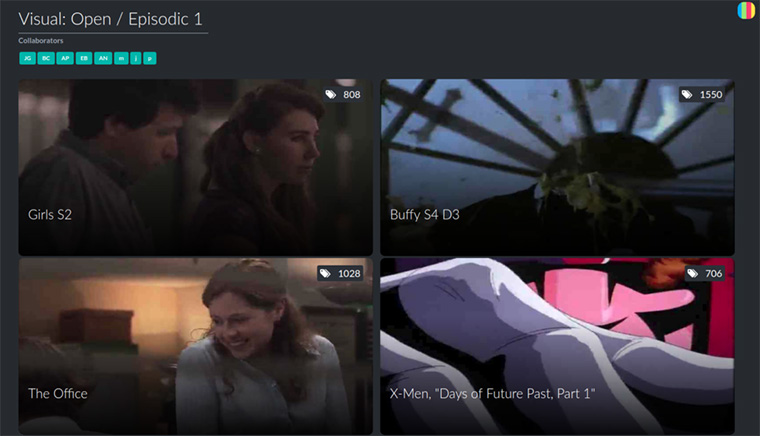 A screenshot of four still images from different TV shows.