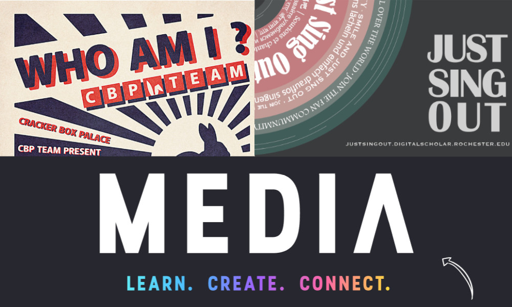 Examples of digital materials created by undergraduate students for their digital media studies capstone projects.