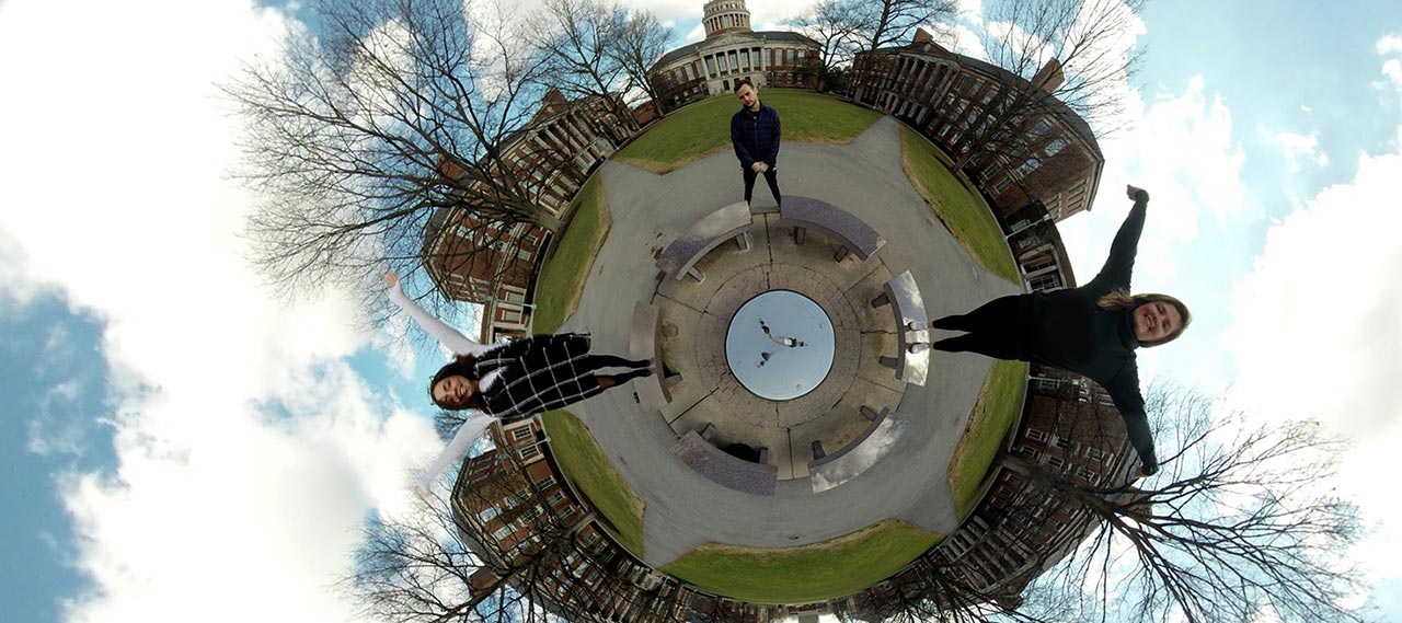 An panoramic image of the quad created by a group of students.