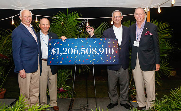 university leaders standing around sign that reads $1,206,508,910