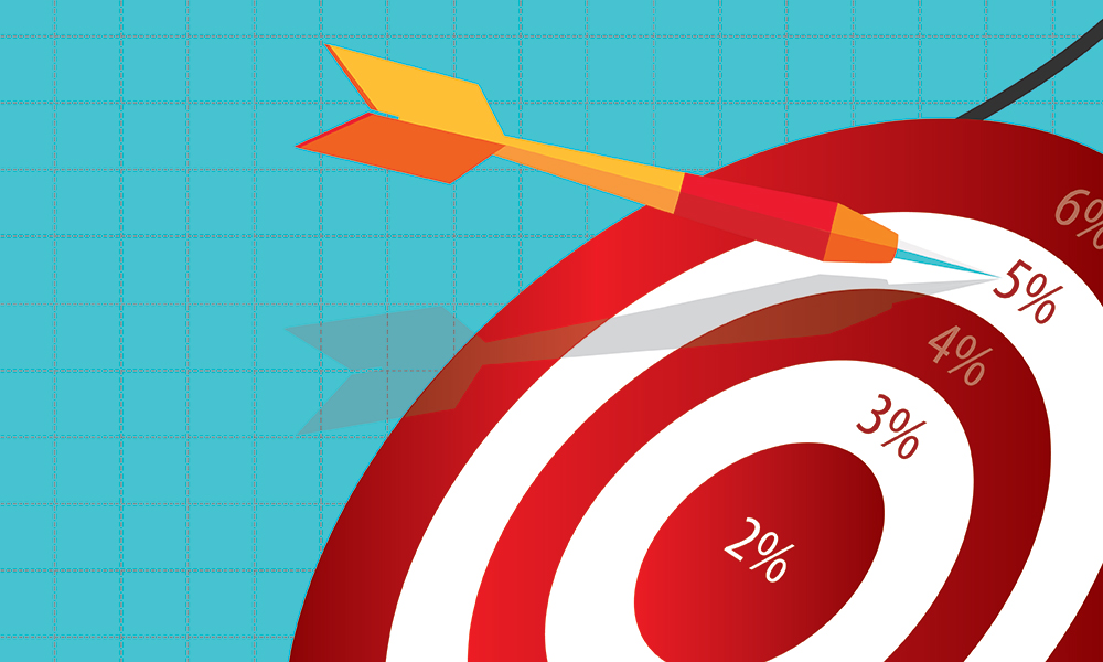 A graphic of a target with a dart.