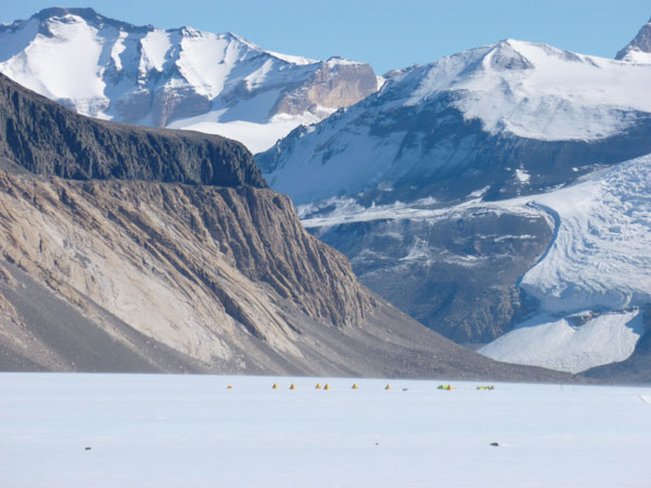 Ice core drilling camp on Taylor Glacier, Antarctica