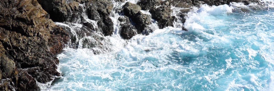Ocean waves on rocks.