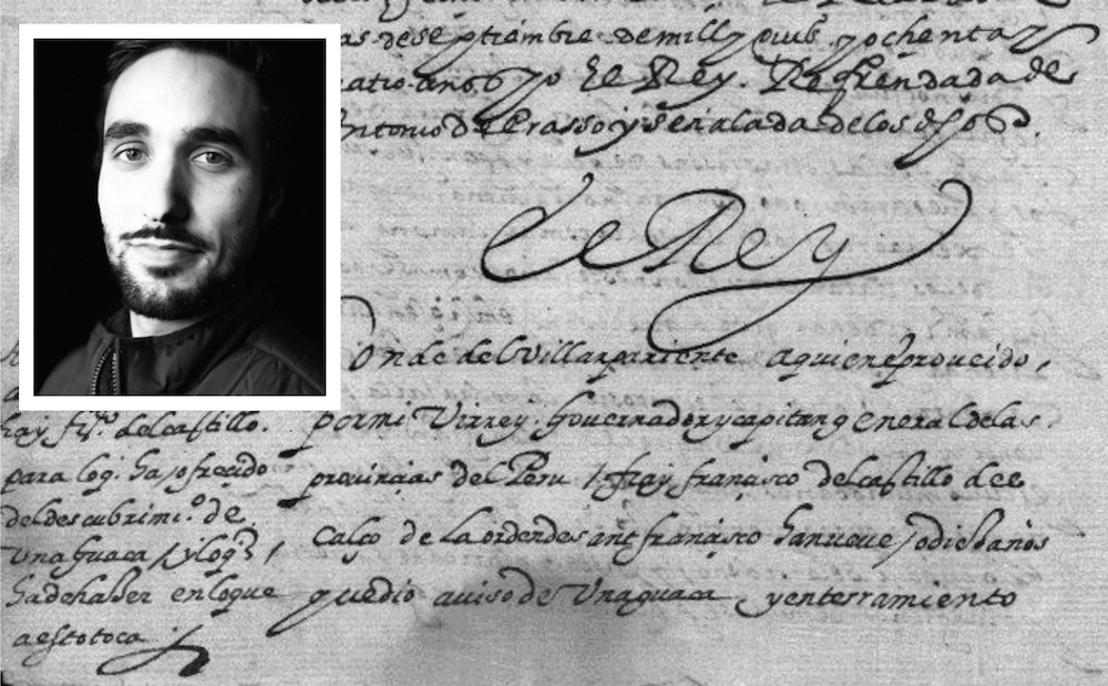 This document, with “El Rey” (“The King”) in big letters, is part of a 1584 legal document from the General Archive of Indies in Seville, Spain, authorizing grave robbing from an ancient tomb in Peru.