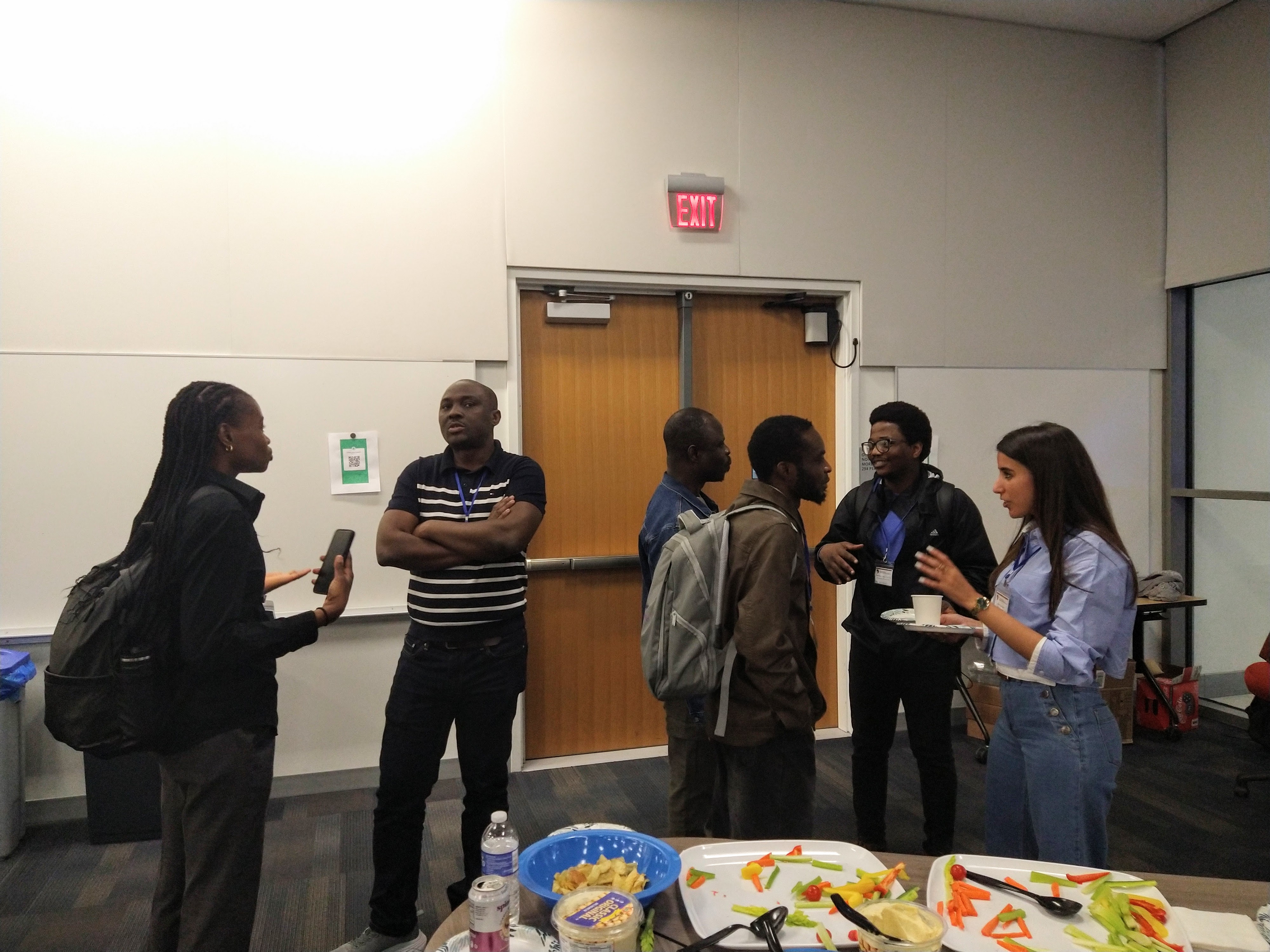 Conference attendees socializing