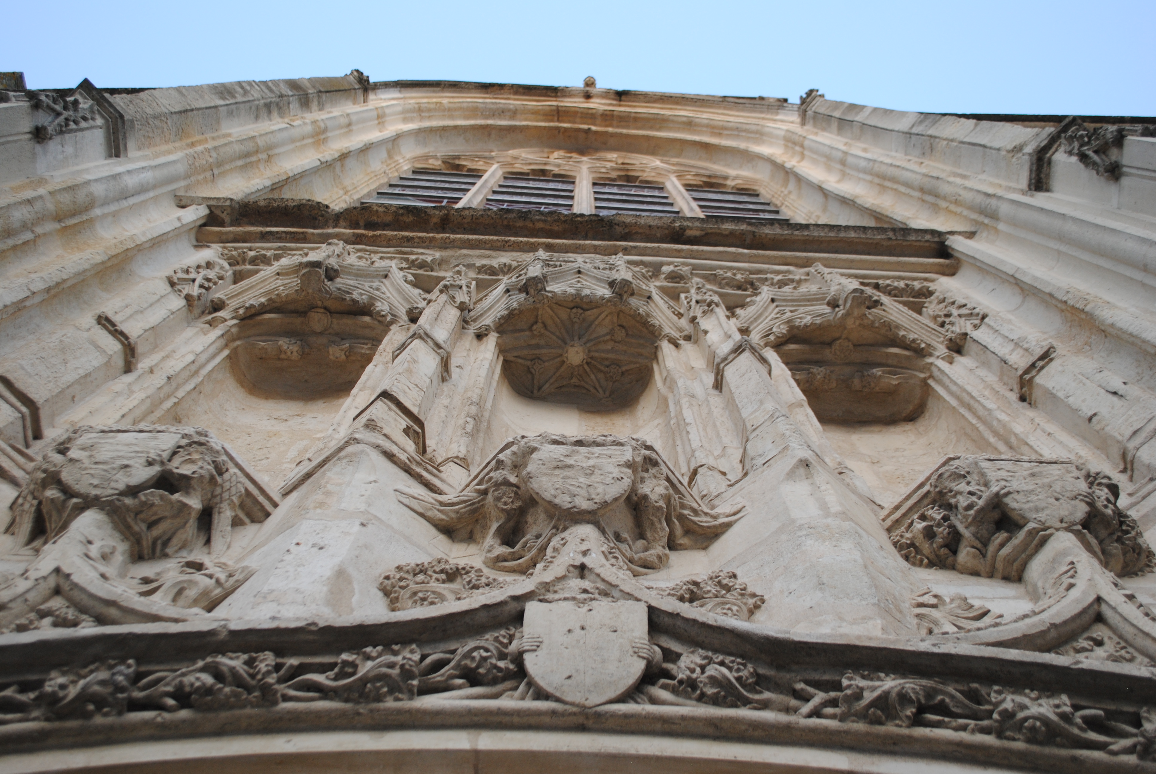 old building architecture shot from below looking up