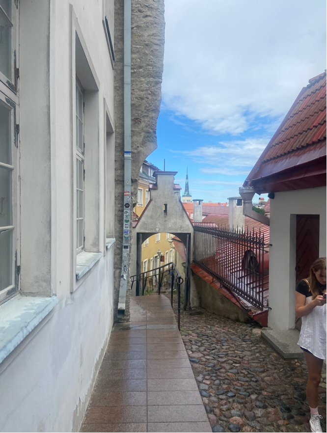 A walkway between buildings.