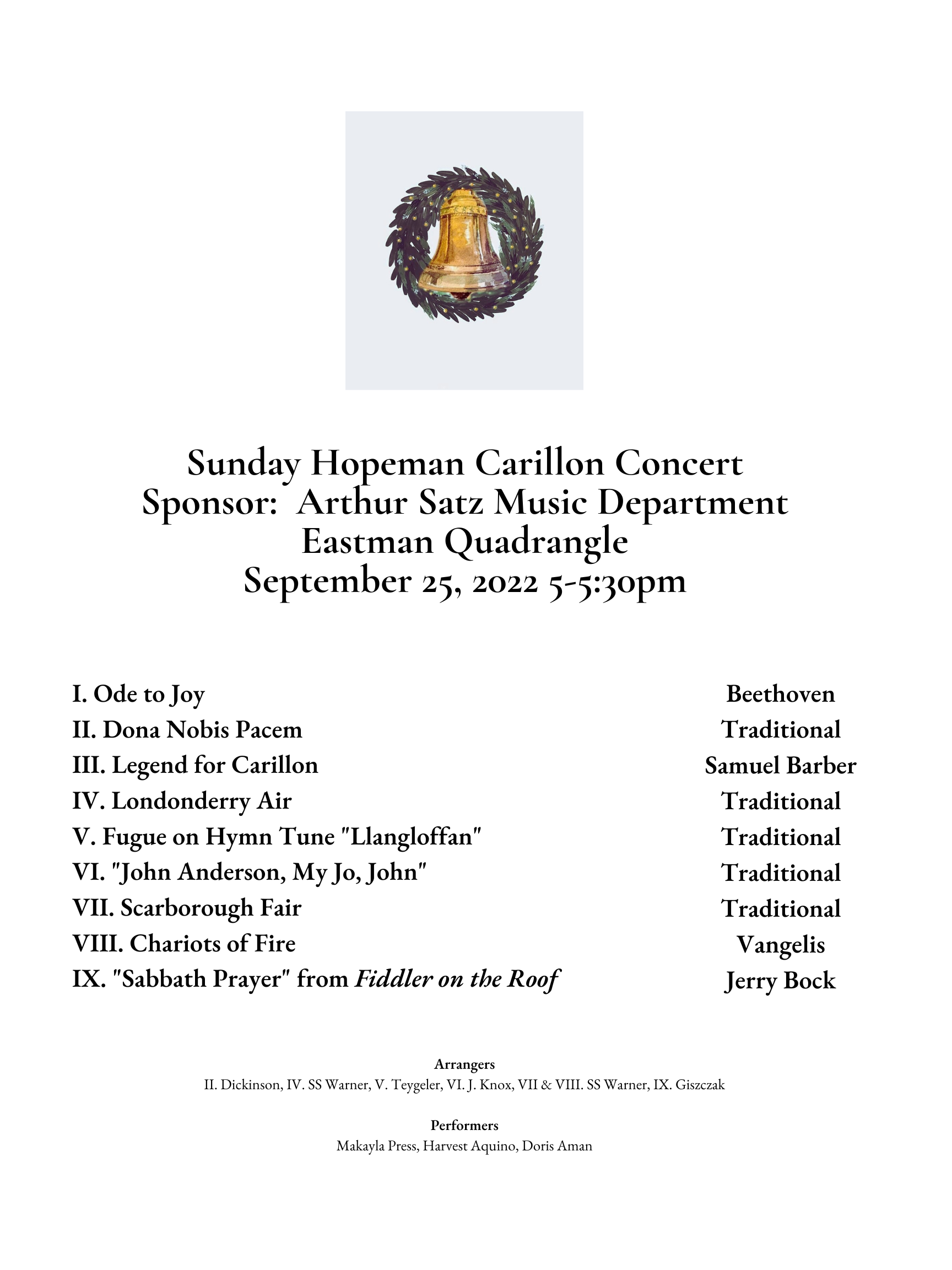 Hopeman Carillon - Eastman Community Music School