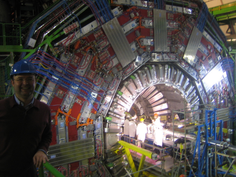 Prof. Garcia-Bellido in the CMS cavern, 300 ft underground, in March 2009