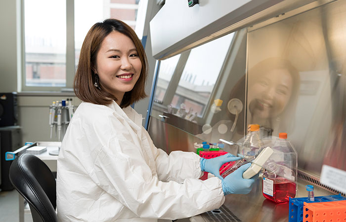 A student working in a lab