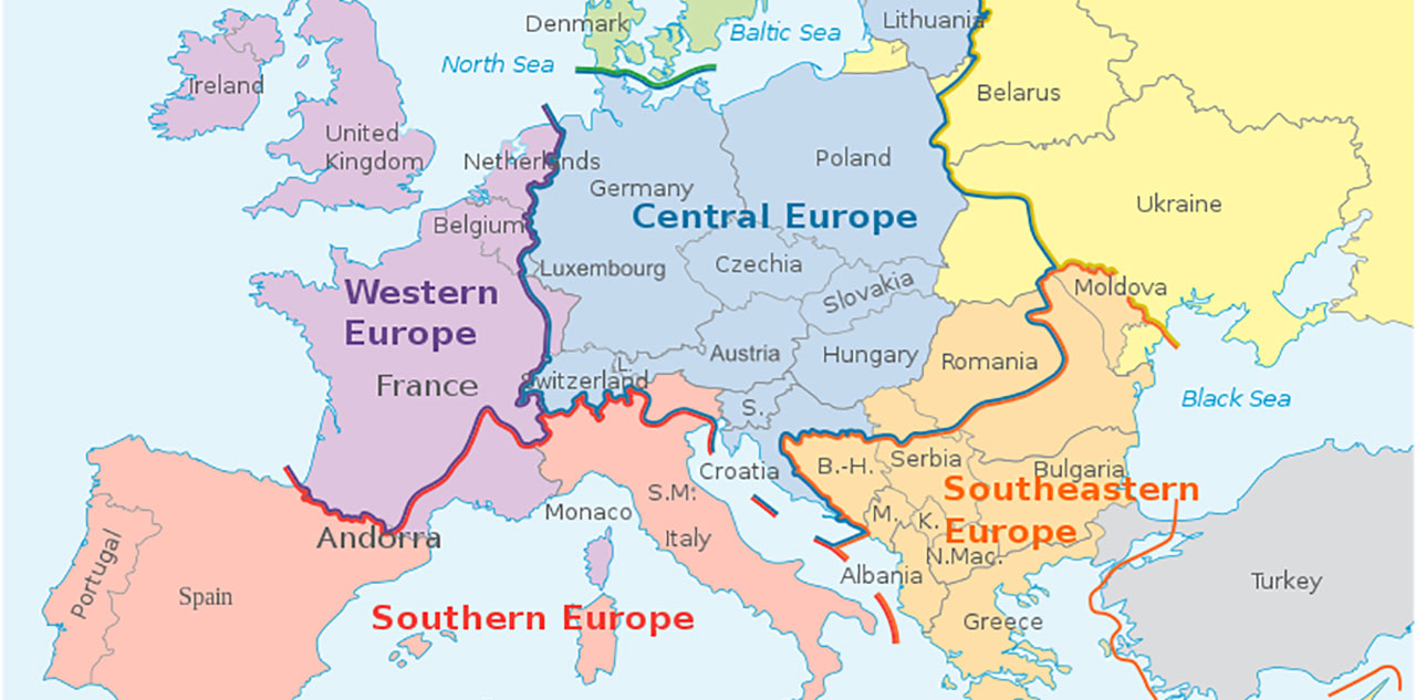 A map of Central Europe.