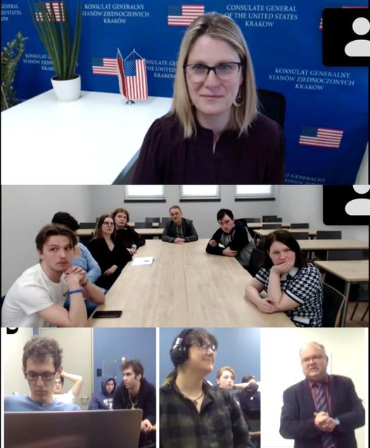 A screen capture of the debate participants.