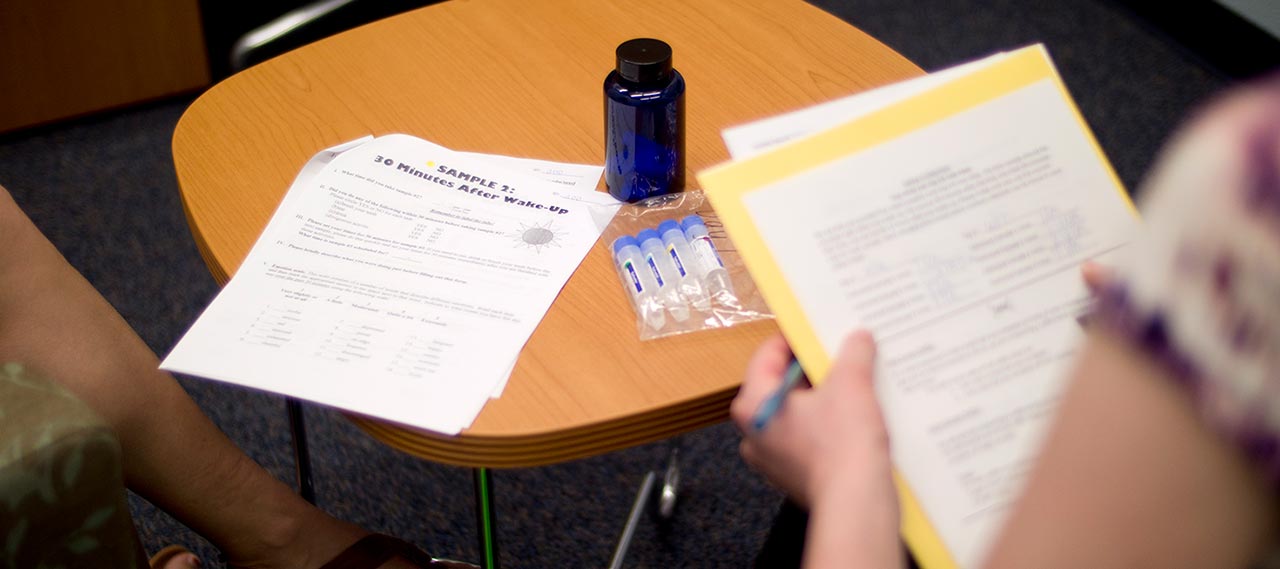 A research study participant taking a survey.