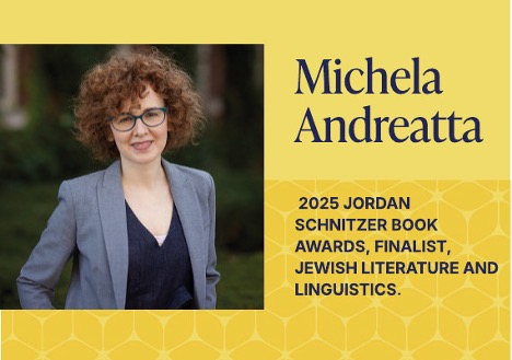 A graphic with Michela's headshot and the award name.